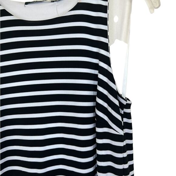 Lauren Ralph Lauren Black/White Striped Nautical Preppy Sleeveless Shift Dress - Picture 5 of 9